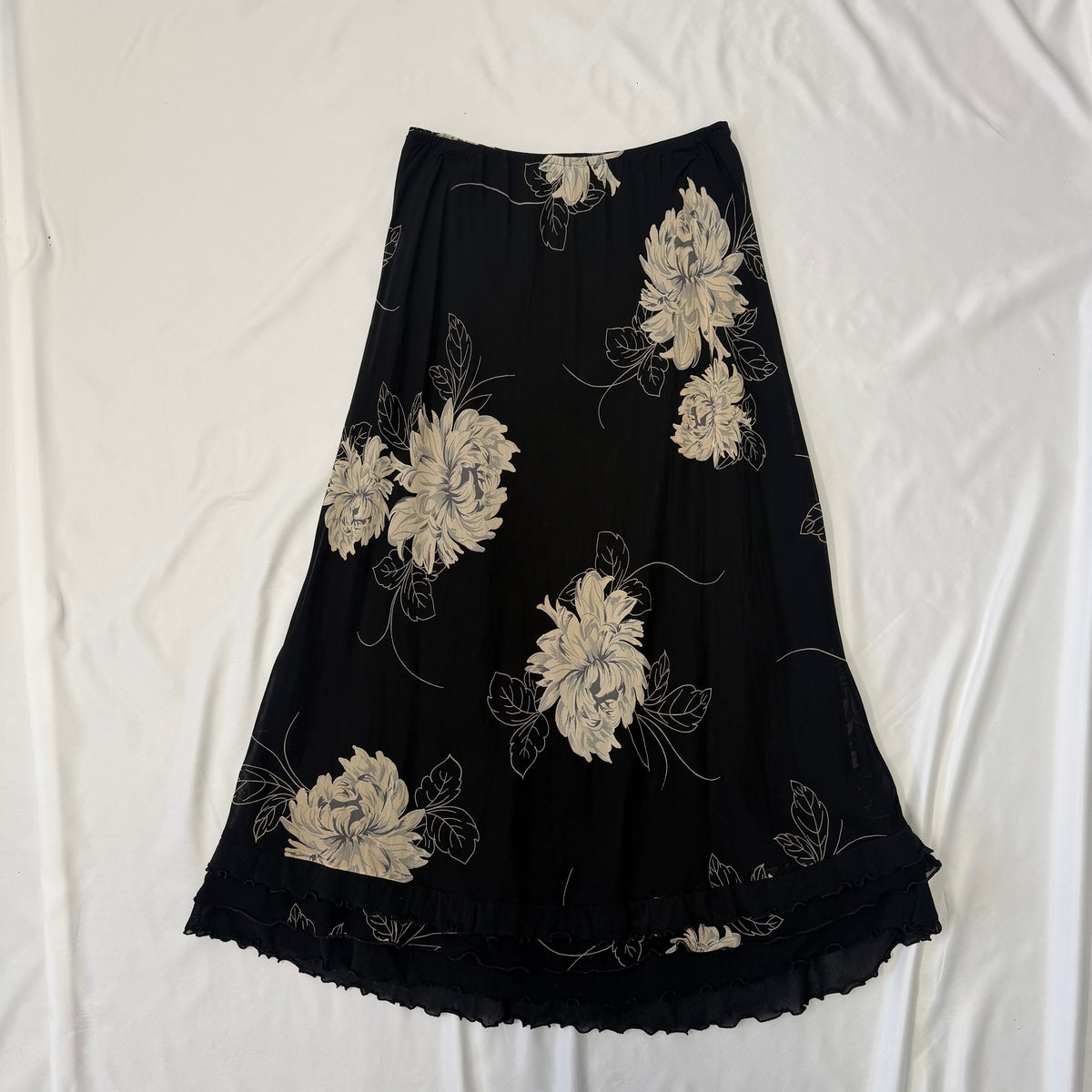 Dark Floral Maxi Skirt - Size 12