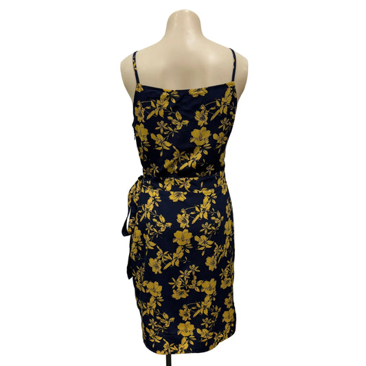 Navy & Yellow Floral Dress - Size 8