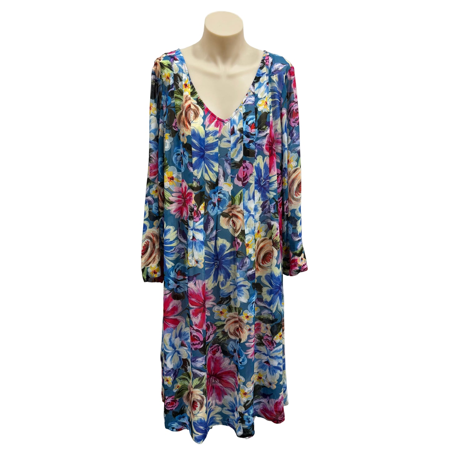 Blue Floral Dress - Size L