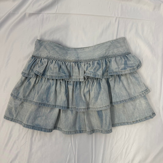 Denim Frill Mini Skirt - Size 10
