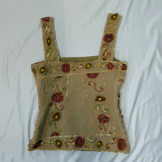 Beige Silk Tank - Size 8