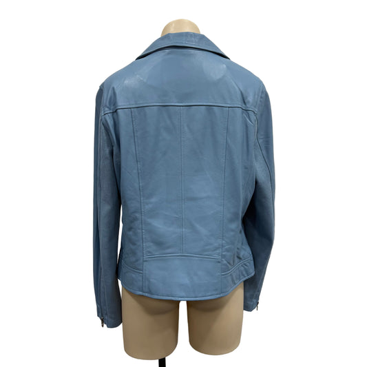 Blue Leather Jacket - Size 12