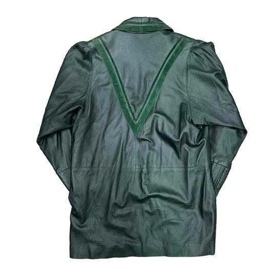 Green Leather Jacket - Size 12/14