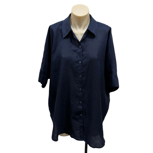 Navy Linen Shirt - Size 8