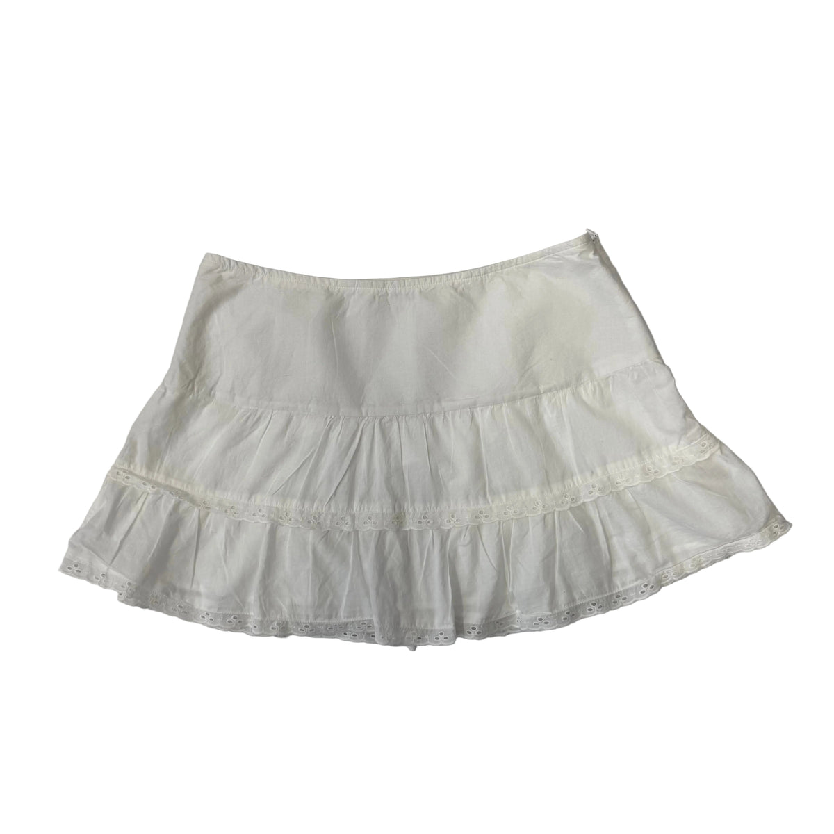 White Cotton Mini Skirt - Size 10