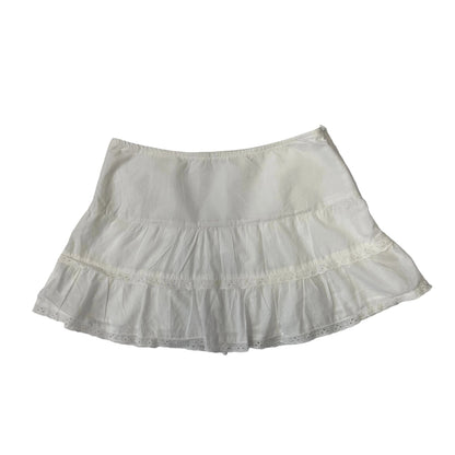 White Cotton Mini Skirt - Size 10