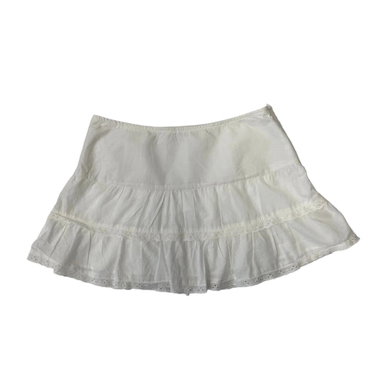 White Cotton Mini Skirt - Size 10