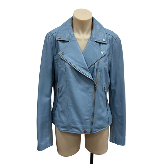 Blue Leather Jacket - Size 12
