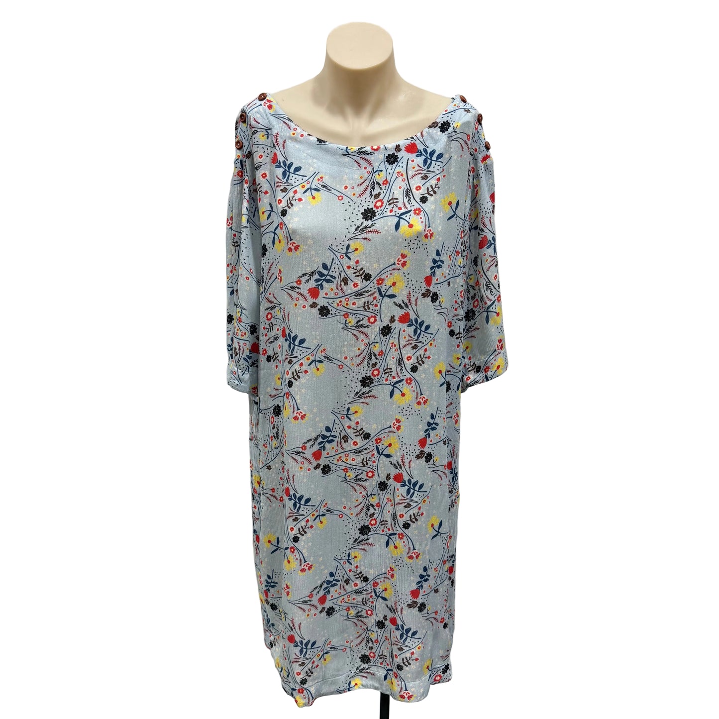 Blue Floral Dress - Size L