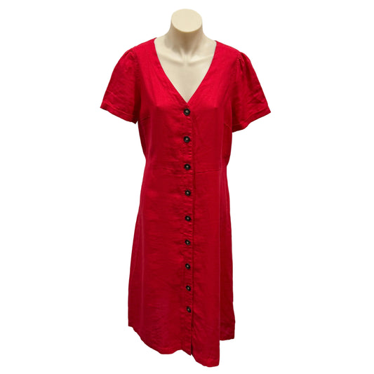 Red Linen Dress - Size 12