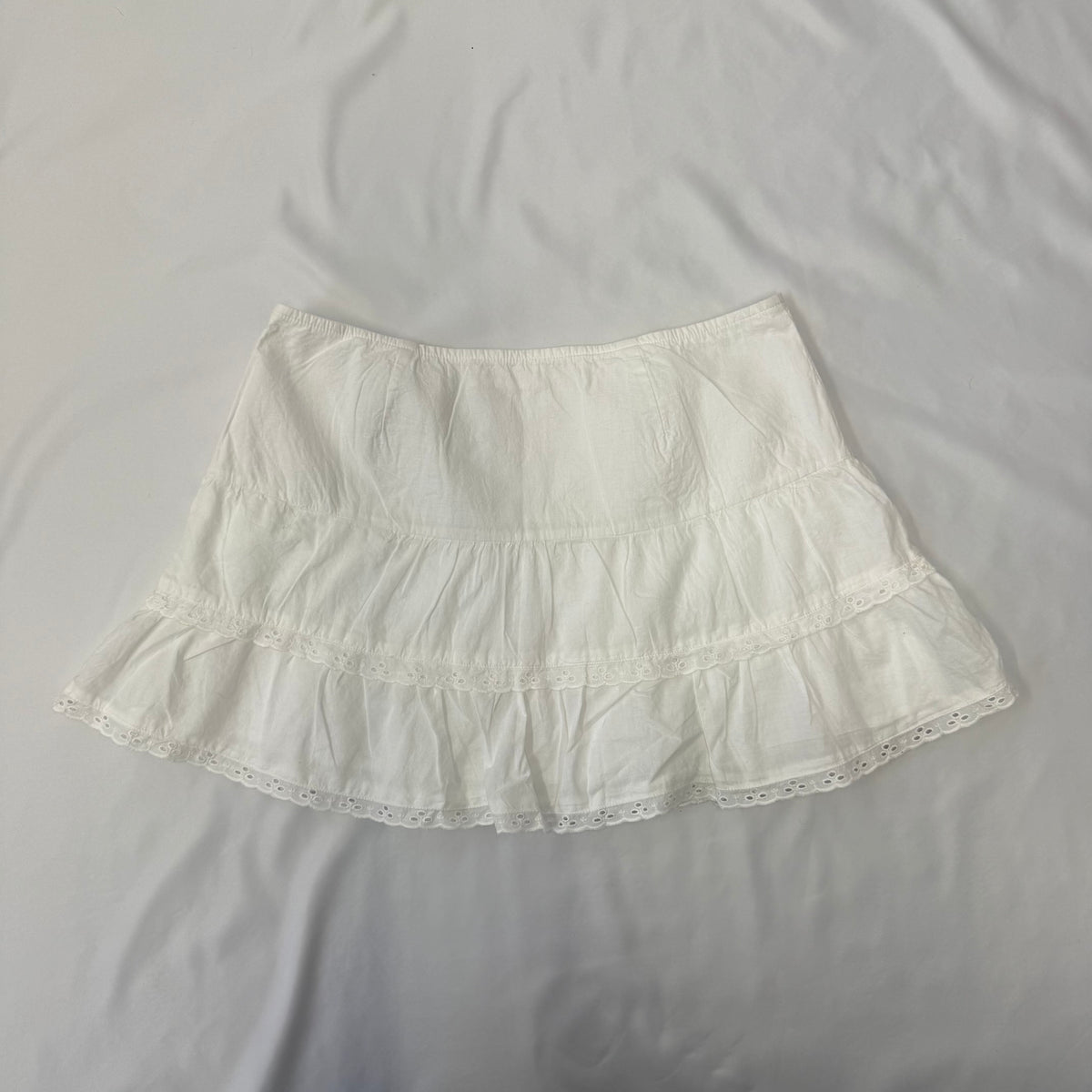 White Cotton Mini Skirt - Size 10