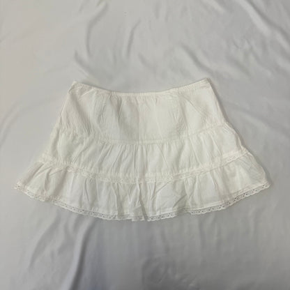 White Cotton Mini Skirt - Size 10