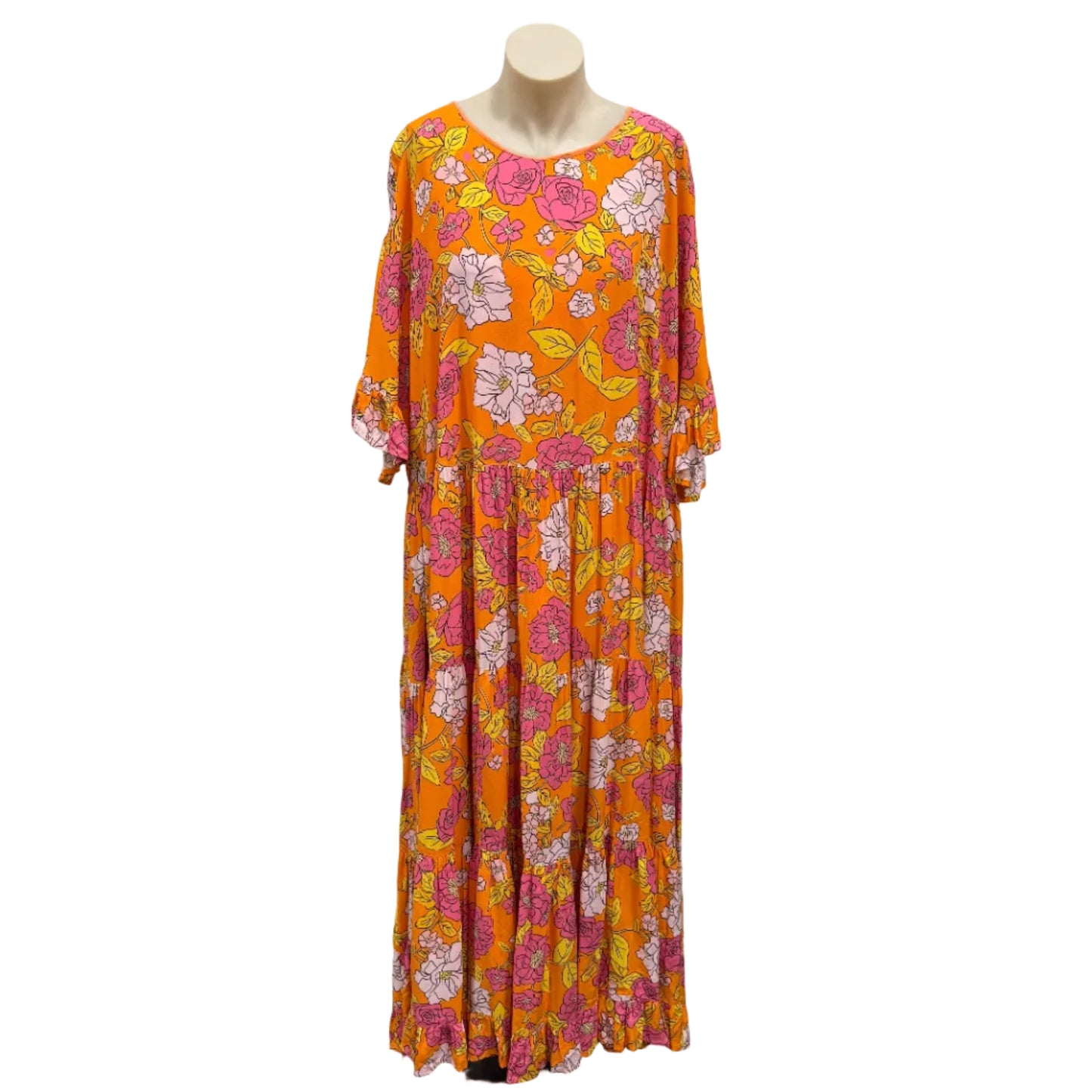 Orange Floral Dress - Size XL