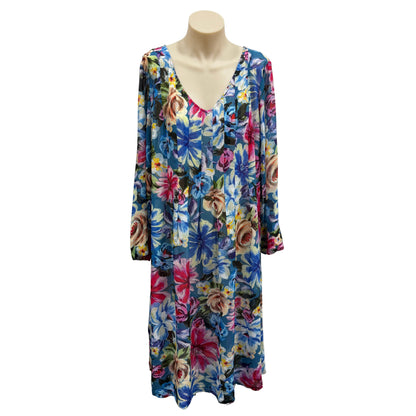 Blue Floral Dress - Size L