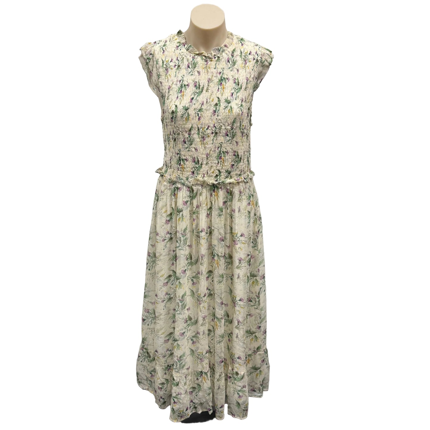 Cream Floral Dress - Size 14