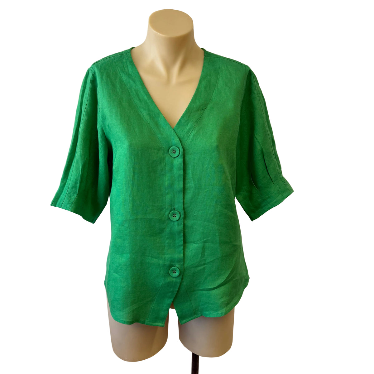 Green Linen Top - XS