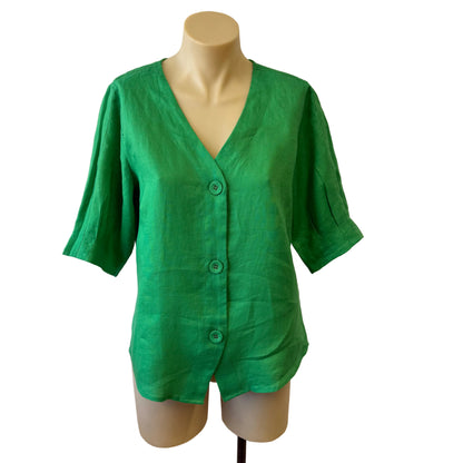Green Linen Top - XS