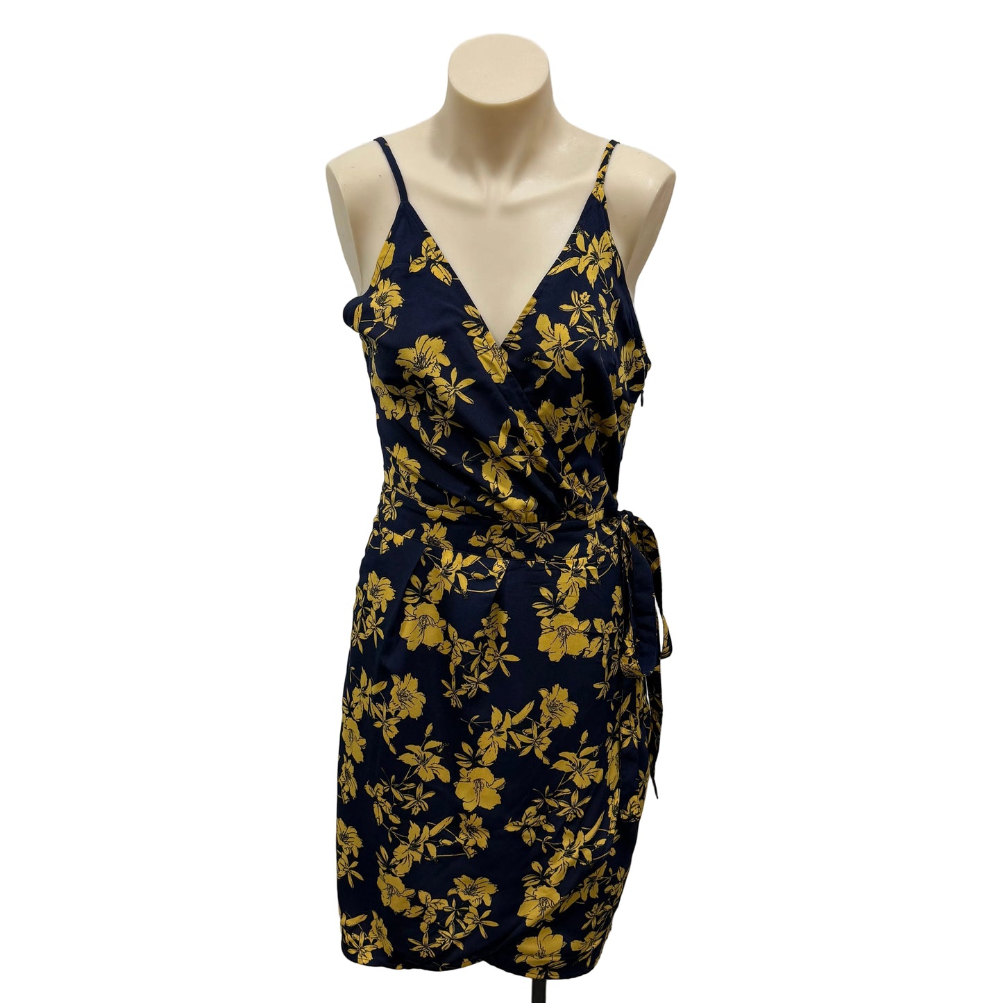 Navy & Yellow Floral Dress - Size 8