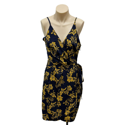 Navy & Yellow Floral Dress - Size 8