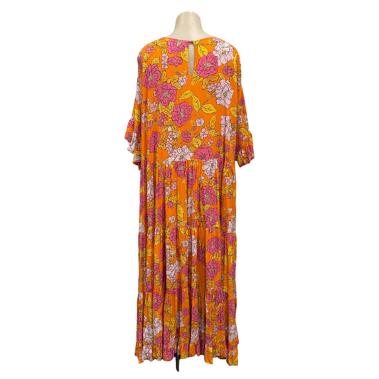 Orange Floral Dress - Size XL
