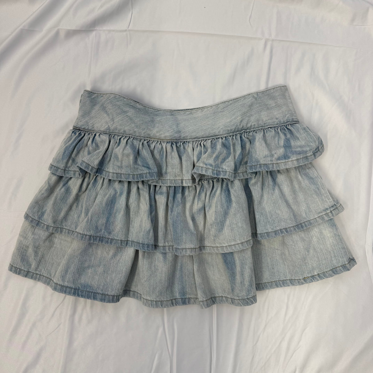 Denim Frill Mini Skirt - Size 10