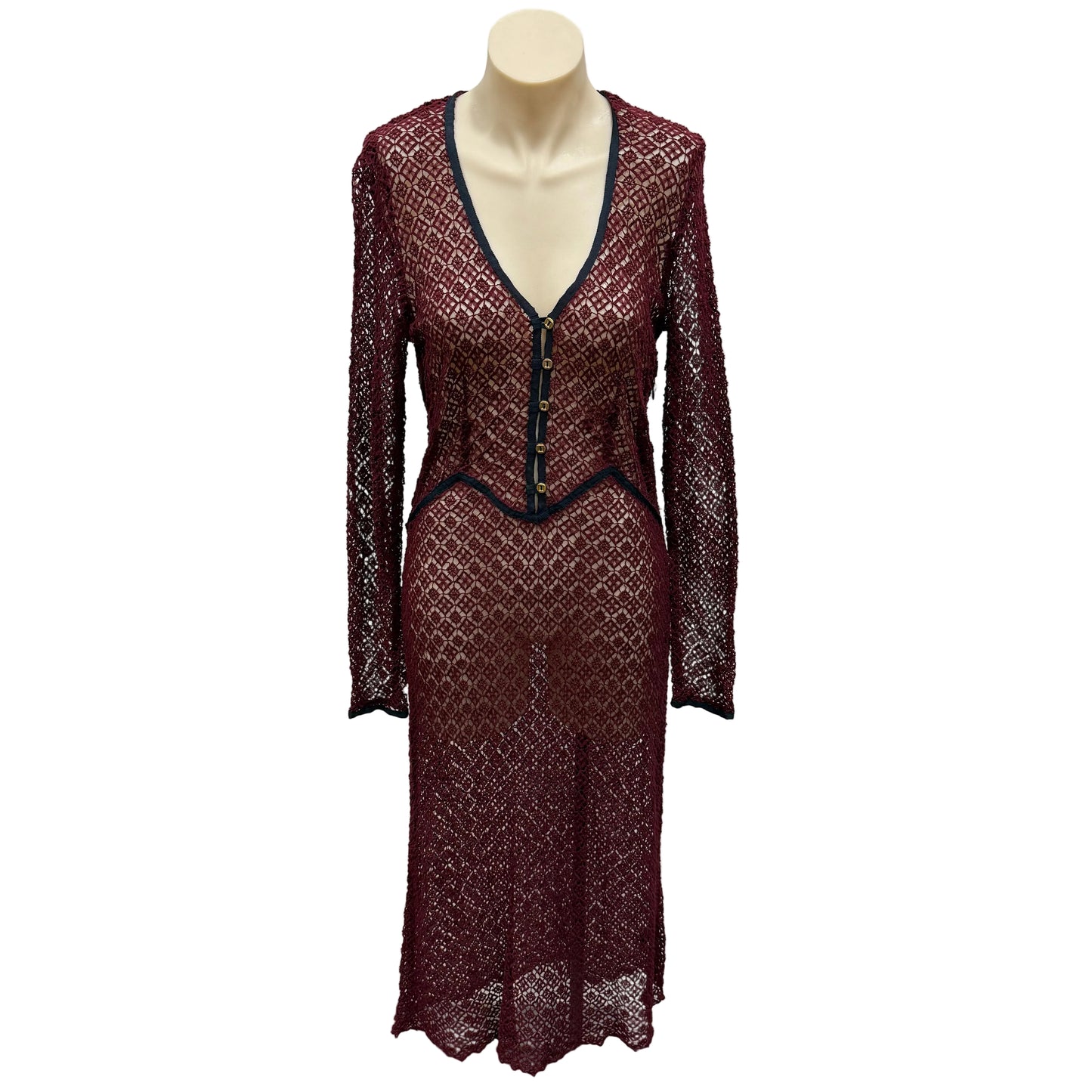 Maroon Lace Dress - Size S