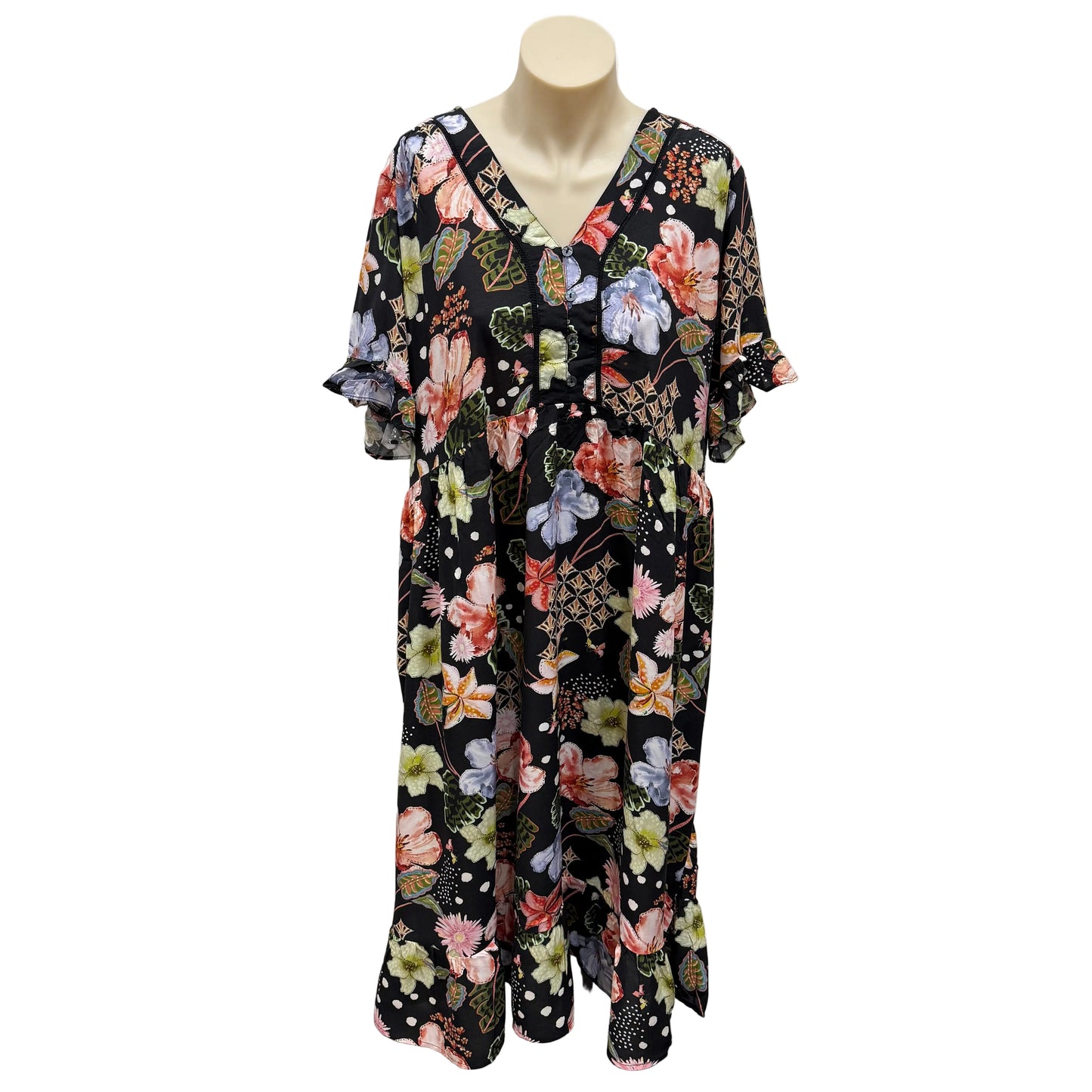 Dark Floral Dress - Size 16