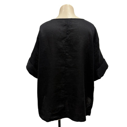 Black Linen Tee - Size M