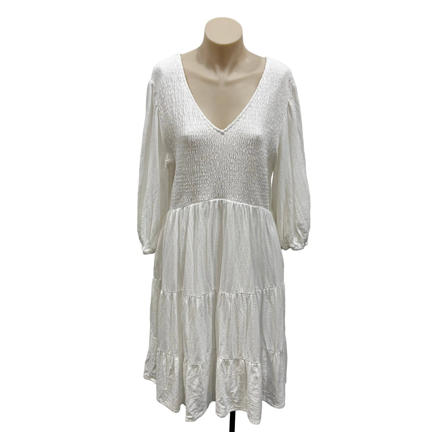 White Tiered Dress - Size 16