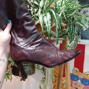 Red Leather Boots - Size 8.5
